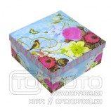 Коробка подарочная,"Голубая с цветами"(6шт)арт.SF-8998