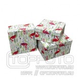 `Набор подарочных коробок  3шт прямоуг. "Фламинго" 20х16х20 см, арт.SF-9906`